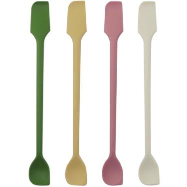 Imagem de XGNG 8 peças, colher reutilizável de mistura de geleia de frutas, mini espátula, adequada para raspar cosméticos e molhos de loção de manteiga de amendoim