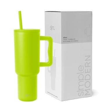Imagem de Simple Modern Copo Trek de 1,134 g com alça e tampa de canudo | Caneca de viagem de aço inoxidável isolada amigável para copo | Maçã verde