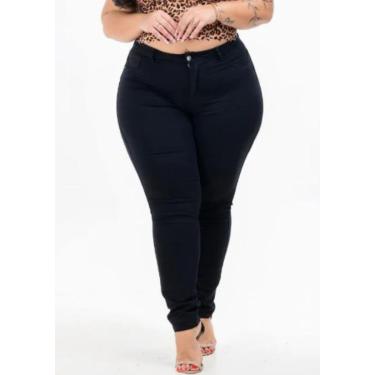 Imagem de Calça Jeans Skinny Plus Size Feminina Preta-Feminino