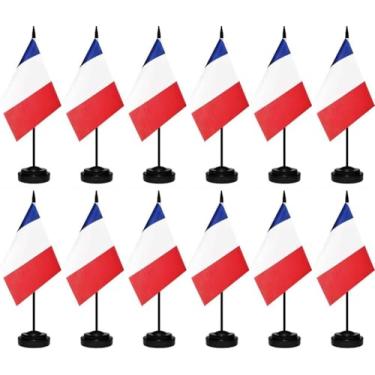 Imagem de Conjunto de 12 bandeiras de mesa francesa pequena mini mesa escritório miniatura bandeira de mesa decoração de escritório doméstico