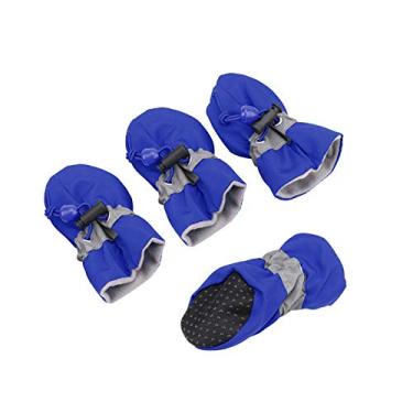 Imagem de Sapatos Antiderrapantes para Cachorros 4 unidades Botas de Cão Solado Macio com Cordão Ajustável Protetor Pata Pet Cães Pequenos e Médios