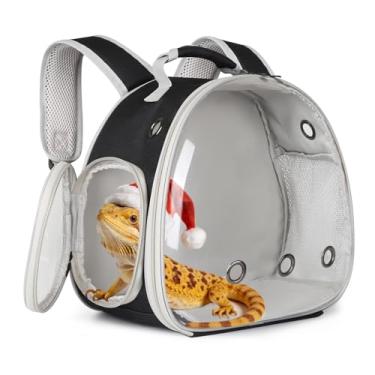 Imagem de WEVONIGU Mochila Transportadora De Cobaia, Mochila Transportadora De Dragão Barbudo Com Janela De Bolha Transparente, Mochila De Viagem Para Animais Pequenos Para Papagaio Rato Ouriço, Coelho, Planado
