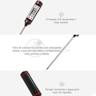 Imagem de Termômetro Culinário Cozinha Digital Mede -50ºc A +300ºc