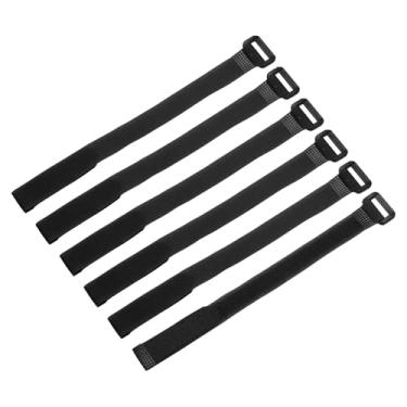 Imagem de 6 peças de tiras de amarração de bateria reutilizáveis, 0,6 x 12 bateria multiuso de nylon preto segura alça ajustável gancho laço de fixação para casa, escritório, RC, barco, carro