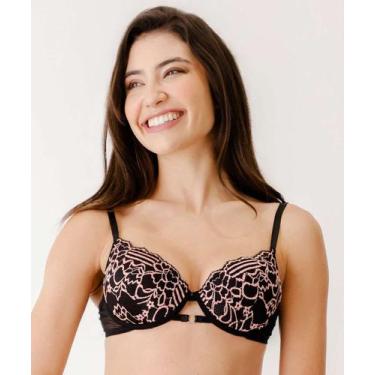Imagem de Sutiã de Renda Push Up Com Bojo Marisa-31000, Preto, 44
