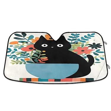 Imagem de Persianas decorativas de carro de gato em forma azul, para-sol para para-brisas automotivas, para carro, SUV, caminhão, acessórios de janela de carro