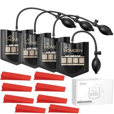 Imagem de HOMGEN Pacote com 4 sacos de cunha de ar - 199.6 kg/200 kg sacos de porta antiderrapantes para ferramentas de elevação com 8 cunhas - conjunto de calço de ar inflável durável resistente para