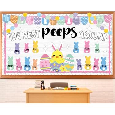 Imagem de Decoração de quadro de avisos de Páscoa, os melhores recortes para espiar, etiquetas de nome, coelhos, sala de aula, quadro de avisos, cores doces, suprimentos de Páscoa, coelhinhos coloridos, ovos