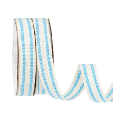 Imagem de PH PandaHall Fita listrada de 10 metros 1,5 cm fita de algodão listrada azul e branca tiras de gorgorão dupla face para o dia dos namorados, Natal, embrulho de presente, decoração de casa, enfeites de