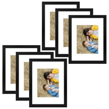 Imagem de Golden State Art, Porta-retrato 23 x 30,5 cm, pacote com 6 unidades, fosco, 15,8 x 20,3 cm, com acrílico, conjunto de molduras para galeria, montagem na parede (preto, pacote com 6)