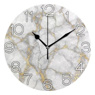 Imagem de GAIGEO Relógio de parede decorativo analógico operado por bateria silencioso relógio de cozinha fofo, decoração de parede vintage sala de estar estética cinza branco, 25 cm, ponteiros pretos