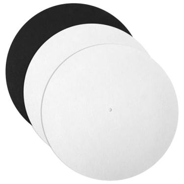 Imagem de 3 peças de tapete giratório de feltro, tapete giratório preto de 30,5 cm 3 mm, tapete antiderrapante, toca-discos antiestático, tapetes de lã para toca-discos domésticos, reduz o ruído e a poeira
