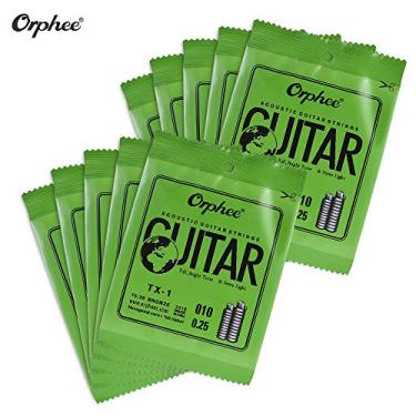 Imagem de Substituição de Corda Única TX-1 para Violão Acústico Folk 1ª E-Corda Pacote 10 Núcleo Aço Alto Carbono Bronze Fosforado Tensão Leve Brilhante Confortável Fácil Tocar