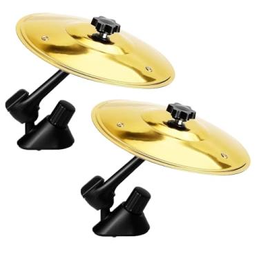 Imagem de 2 peças de saída de ar de tambor de prato de carro, mini prato de batida para ventilação de carro, acessório de instrumentos musicais engraçados para bateristas amantes de música presente (ouro)