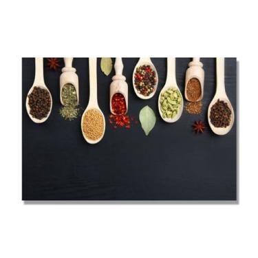 Imagem de NHLDZYH Tela decorativa cozinha, arte vintage especiarias coloridas, arte de parede quadros para sala de estar quarto cozinha. C37. 80 x 120 cm. Apenas tela