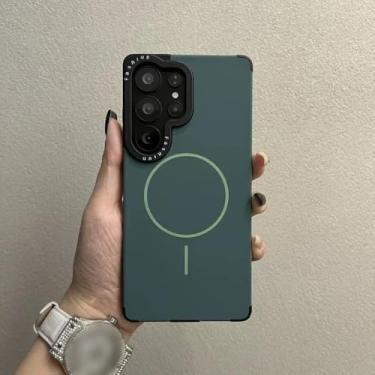 Imagem de Capa com alça de pulso para Samsung Galaxy S22 S23 S24 S25 Ultra Plus, carregamento sem fio, lente líquida, proteção de armação, verde B, para S25 Ultra