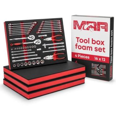 Imagem de Mighty Red Ant Inserções de espuma para caixa de ferramentas – Pacote com 4 folhas duráveis de espuma de polietileno cortadas para caixa de ferramentas, gaveta, armário ou organizador de estojo rígido
