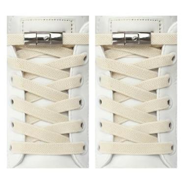 Imagem de KJML DIY Cadarços elásticos sem gravata para adultos, cadarços para tênis, sem amarrar, cadarços para crianças, cadarços elásticos sem cadarço, Bege, elastic shoe laces