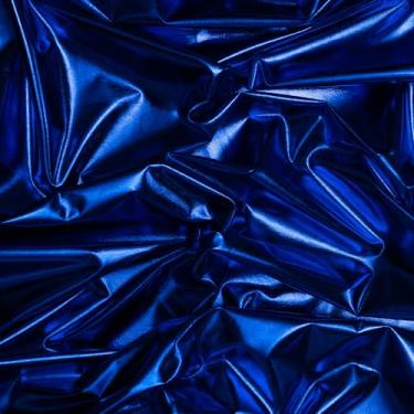 Imagem de Ice Fabrics Tecido de elastano metálico de 4 vias da The Yard 152,4 cm de largura elástico brilhante elastano transparente - Tecido de malha respirável para costurar vestidos, roupas esportivas (royal