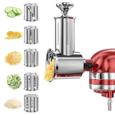 Imagem de Acessório de triturador de fatiador para batedeira KitchenAid com 5 lâminas, acessório para ralador de queijo, cortador de preparação fresca, acessórios maiores para máquina de salada de legumes para