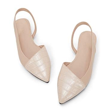 Imagem de LAICIGO Sandálias femininas fechadas de bico fino com salto baixo sem cadarço e estampa animal sem costas nuas, Damasco, 37