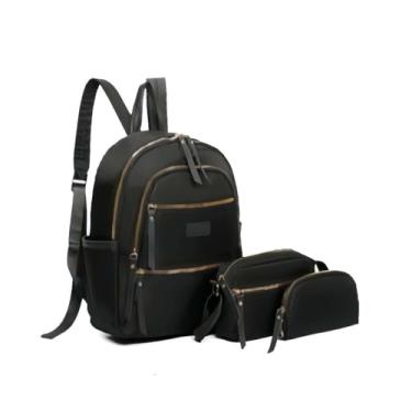 Imagem de Mochila Feminina + Bolsa Transversal Crossbody + Carteira (Kit 3 em 1) (Preto)