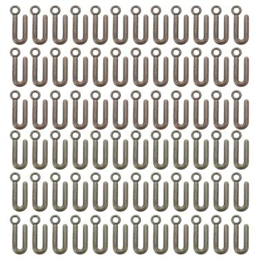 Imagem de YELARXI Pingente de letra A-Z com inicial do alfabeto pingente de liga capital, adequado para fazer joias pulseiras DIY colar - U (pacote com 100, ciano escuro/bronze vermelho)