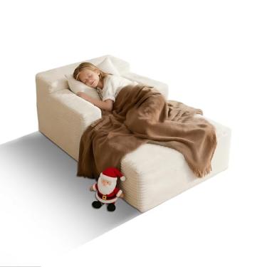 Imagem de Espreguiçadeira de 113 cm para interior, sofá-cama estofada de veludo cotelê sem ossos, cadeiras de leitura para sofá de assento profundo, sofás pequenos e confortáveis para sala de estar, quarto