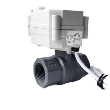Imagem de Válvula de corpo inteiro motorizada DN20 3/10.2 cm, DC12V/24V válvula de esfera elétrica com corpo de válvula de PVC usado 1 peça (rosca BSP, DC24V_CR201)