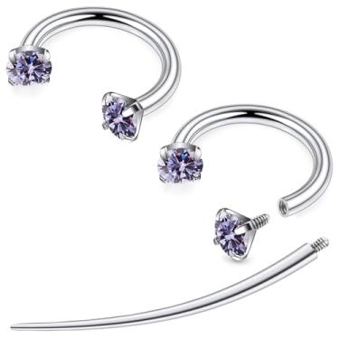 Imagem de Tkzndnm F136 titânio 20/18/16/14g 8/10/12 mm 10 cores CZ ferradura nariz orelha septo piercing joias cartilagem tragus helix daith brincos para mulheres homens, 16g*1/2in-12mm, Metal, Zircônia cúbica