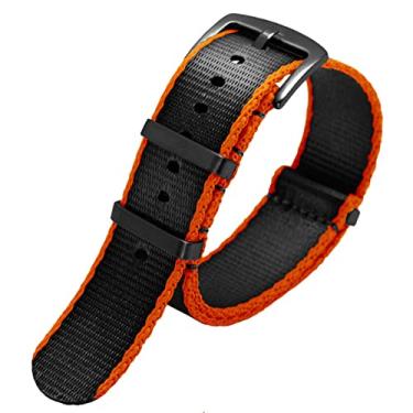 Imagem de CYSUE Qualidade premium 20mm 22mm pulseira de relógio de cinto de segurança pulseira de nylon para Seiko Mido 007 James Bond relógio masculino de substituição listrado militar (cor: