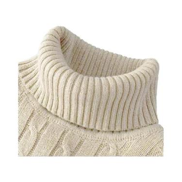 Imagem de Suéter Masculino De Gola Alta Slim Fit, Pulôver Tricotado Casual, Quen