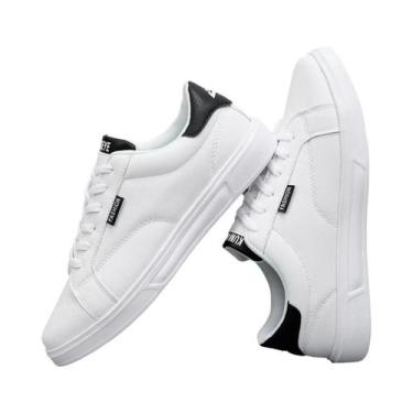 Imagem de Tênis Casuais Leves E Confortáveis Para Skate Masculino Branco Preto S