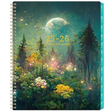 Imagem de Agenda mensal 2025, agenda mensal anual/calendário 2025, janeiro de 2025 a dezembro de 2025, 23 x 28 cm, agenda mensal 12 com abas coloridas, bolso duplo lateral, feriados, páginas de notas, fecho