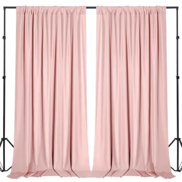 Imagem de Sugargirl Cortinas de fundo rosa blush sem rugas, cortinas de fundo de poliéster com bolsos de haste para festa, aniversário, fotografia de casamento, decoração de casa (1,5 x 1,8 m, 2 painéis)