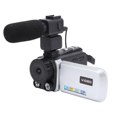 Imagem de Fabater Câmera de Vídeo Filmadora, Câmera de Vlogging HD 24MP 1080P, Câmeras Digitais Digitais de 3 Polegadas Com Zoom de 18X para Acampamento, Tela de Rotação de 270 Graus (Cinza Prateado)