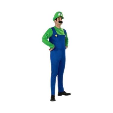 Imagem de Fantasia De Luxo Masculina Luigi Para Adultos Com Chapéu E Barba Para 