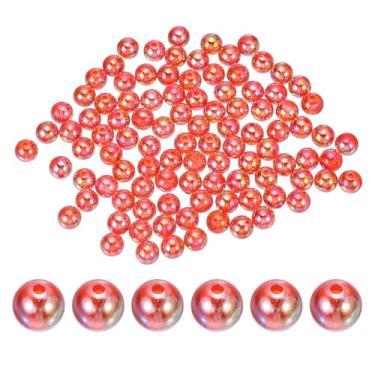 Imagem de Generic Contas redondas de acrílico de 10 mm, 100 peças de contas espaçadoras redondas de cores AB com buracos, contas soltas, para artesanato, brincos, pulseiras, colar, chaveiros, joias, vermelho