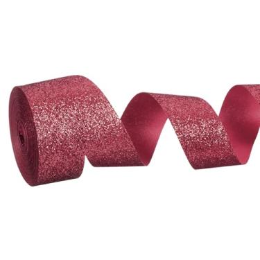 Imagem de PATIKIL Rolo de fita de glitter metálico, rolos de tecido de embrulho de presente de borda única para artesanato, buquê de casamento, festa de casamento, decoração de Natal, vinho