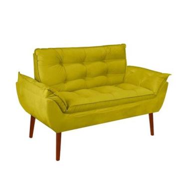 Imagem de Namoradeira Opala Elegante Suede Amarelo - Kibarato Móveis