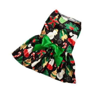 Imagem de Vestido De Natal Para Cães Com Estampa De Papai Noel E Floco De Neve, 