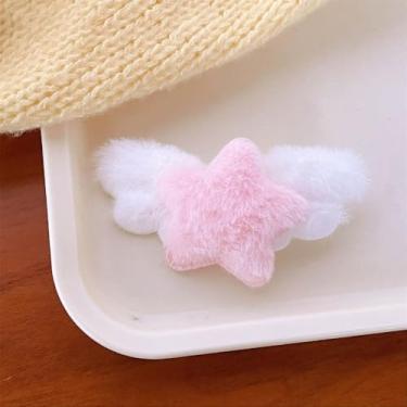 Imagem de Grampo de cabelo de estrela de pelúcia fofo estilo minimalista presilhas fofas enfeites modernos de pelúcia BB grampos de cabelo (C)