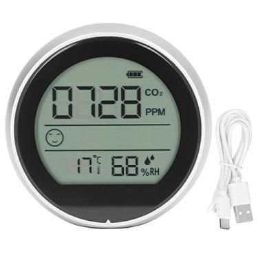 Imagem de Monitor de CO2 P8 Detector infravermelho de dióxido de carbono Testador de qualidade do ar com temperatura e umidade Sensor para plantio de estufa em laboratório Liga de zinco ABS (Prata)