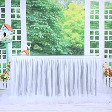 Imagem de CUOFYUNL Saia de mesa para festa em casa Toalha de mesa de gaze envoltória de gaze para chão Fio longo usado para casamento Decoração de Natal Sobremesa Mesa de conferência de (1.Daam * 0.Ham)