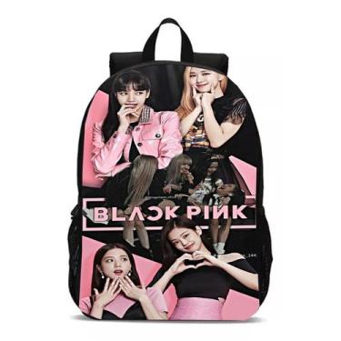 Imagem de Mochila Escolar K-pop Novidade Bolsa Feminina Black Pink - Geek Skin, 