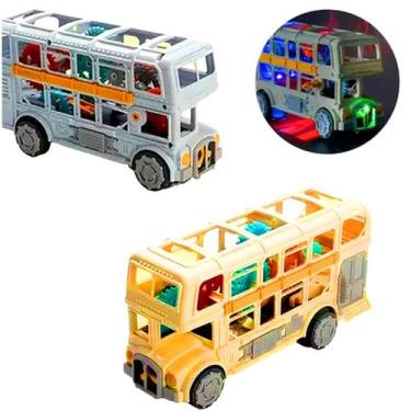 Imagem de Ônibus Brinquedo Retro Bate e Volta Som Luz Engrenagem Interativo - Li