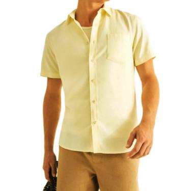 Imagem de Camisa Masculina Hering MC Slim Linho Amarela - K48R2ASI-Masculino