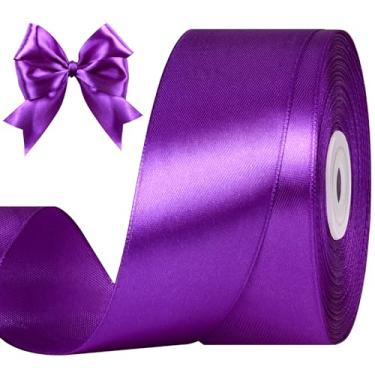 Imagem de 2 peças de rolo de fita de tecido sólido de 25 metros para buquês de flores, embrulho de presente, casamento, artesanato artesanal (roxo escuro)