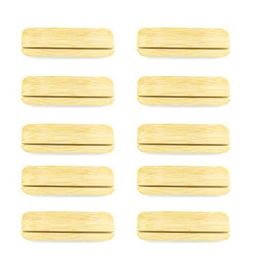 Imagem de Suporte para Cartões de Bambu Acessórios Mesa Estojo Papelaria Fotos Organizador Naturais Clipe Notas Visita Base Álbum Calendário