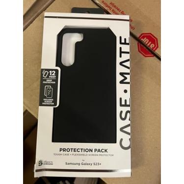 Imagem de Case-Mate Capa para Samsung Galaxy S23+ com protetor de tela de vidro temperado - preta, proteção contra quedas de 3 metros, capa de celular compatível com carregamento sem fio e protetor de tela
